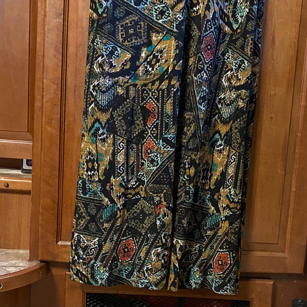 Denim 24/7 Vibrant Patterned Sleeveless 1X Maxi Dress Boho Hippie Summer Fall - Picture 6 of 10